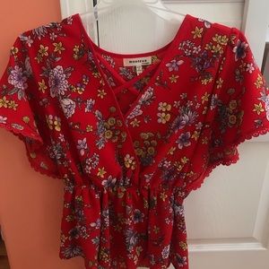 Floral V-Cut Blouse